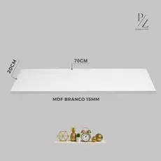 Prateleira MDF15mm  Branco TX 70x20cm C/Acabamento Premium para Decorar ou Organizar