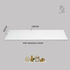Prateleira MDF15mm Branco TX 100x20cm C/Acabamento Premium para Decorar ou Organizar
