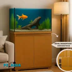 KIT MÓVEL PARA AQUÁRIO EM MDF FREIJÓ 100x40X70  -MONTE VOCÊ MESMO