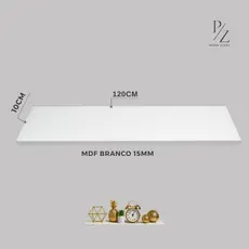 Prateleira MDF15mm Branco TX 120x10cm C/Acabamento Premium para Decorar ou Organizar
