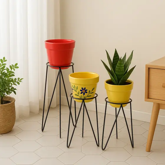 Kit 3 Suportes Para Vaso de Plantas | Decoração de Ambiente | Ferro Aramado