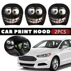 2 Pçs Engraçado Grande-Olho Dos Desenhos Animados Impressão Capa De Encosto De Cabeça Do Carro , Adequado Para Viagens E