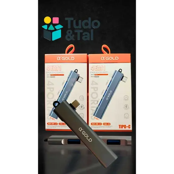 Adaptador Tipo-C HUB USB-C 3.0 OTG Tipo C 5Gbps Multi Splitter 4 Em 1Teclado, Mouse, Notebook, Celular, Câmera DSLR