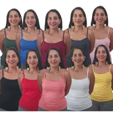 Kit 10 Regata de alcinha feminina Blusinha básica lisa para o dia a dia  Blusa de alcinha Cores Sortidas