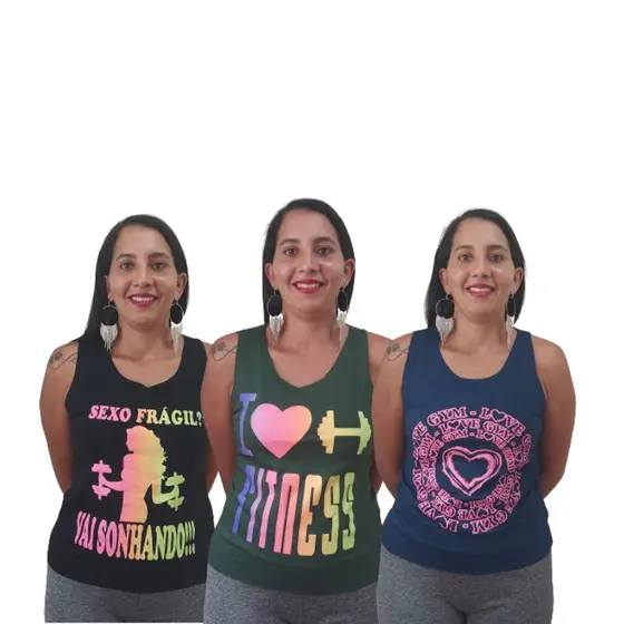 03 Regatas Fitness Feminina Academia Treino Preço De Atacado