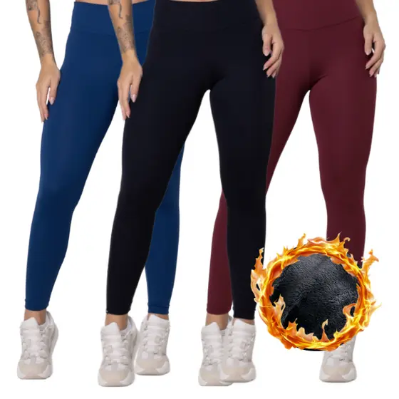 Kit 2 ou 1 CALÇA LEGGING Térmica Flanelada Calça Térmica Anti-frio Cóz Alto Confortável