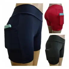 Kit 02 Shorts Curto Academia Com Bolso/celular Suplex