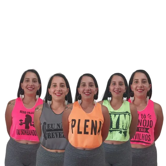 Kit 5 Cropped Neon ( Lisas , Fitness E Casual ) - Promoção