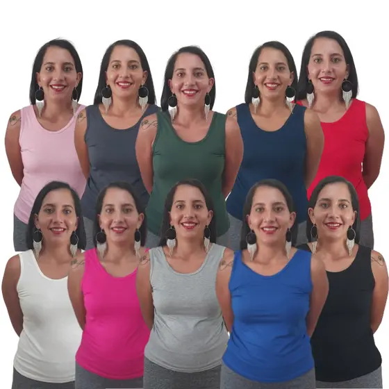 Kit 10 Regatas Nadadora Feminina Lisa Atacado Viscolycra