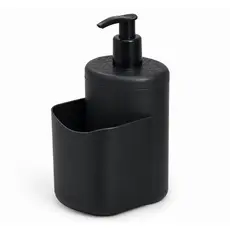 Dispenser Porta Detergente de Pia 500ml com Suporte para Bucha 2 em 1 Preto Organizador de Cozinha