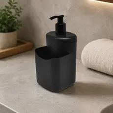 Porta Esponja com Dispenser de Detergente Preto – Pia Organizada e Moderna