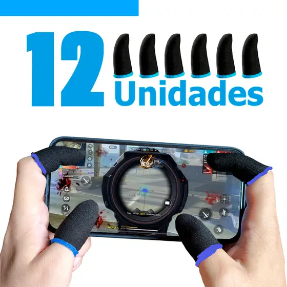 12 Unidades Luva de Dedo gamer Para Celular Jogos FPS Anti-Suor  Free Fire Pubg Mobile Call Of Duty