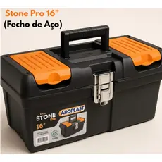 Caixa Maleta Ferramentas Com Trava Aço  Bandeja Preta stone toy 25768