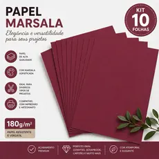 Papel Color Plus Marsala 180g A4 Pacote 10 Folhas Papel Criativo Alta Gramatura