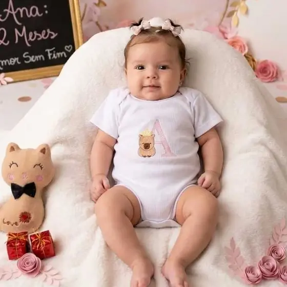 Body bebe personalizado com Inicial bordado Menina menino