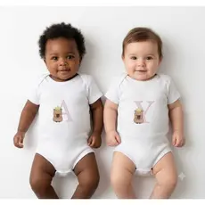 Body bebe personalizado com Inicial bordado Menina menino