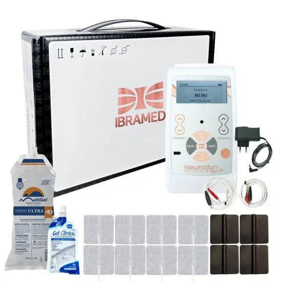 Neurodyn Portátil Ibramed TENS FES 02 canais Eletroestimulação com super brindes