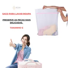 Saquinho Para Lavar Roupas Delicadas Intimas Saco Protetor Com Zíper Para Lavagem De Roupa (Tam G)