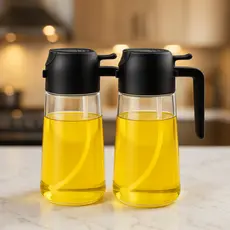 Kit 2 Spray Borrifador Azeite Vinagre 470ml Culinário Pulverizador Vidro Galheteiro Com Bico Dosador