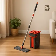 Rodo Limpa Facil Flat Mop Balde Lava e Seca Profissional Cabo Extensivo Com 1 Refil Pano Microfibra