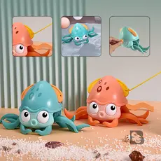 Polvo Infantil com Movimento Brinquedo de Corda Menina Menino Divertido Chão Água Mar Peixe Oceano
