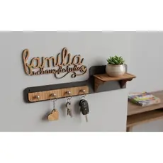 Porta-Chaves Decorativo MDF "Família" com Prateleira - Encanto MDF
