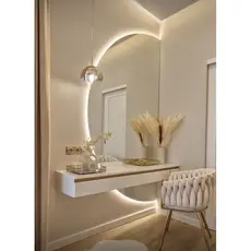 Espelho Orgânico Luz Led Meia Lua de Vidro Lapidado Espelho Para Banheiro Espelho Para Quarto Espelho Para Sala