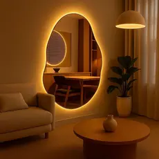 Espelho Grande Orgânico Decorativo Lapidado com Led para Sala Quarto Banheiro Cozinha