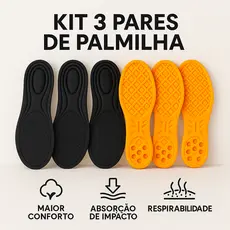 Kit 3 Pares Palmilha Ortopédica Anatômica em Gel-PU Confortável Bota Coturnos Militar Segurança