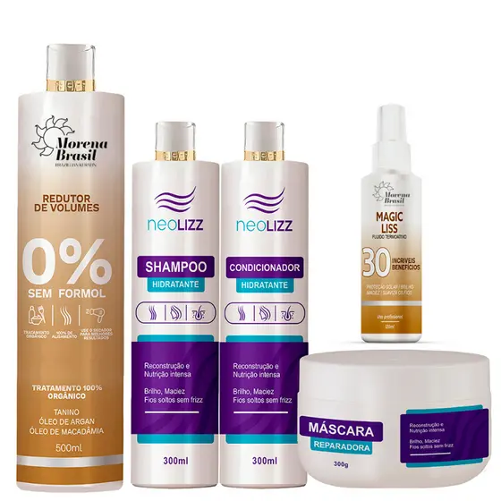 Kit Selagem Orgânica + Kit Pós-Química | Shampoo - Condicionador - Máscara - Protetor Térmico