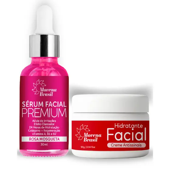 Kit Creme Antissinais + Sérum Facial - Rosa Mosqueta - Morena Brasil