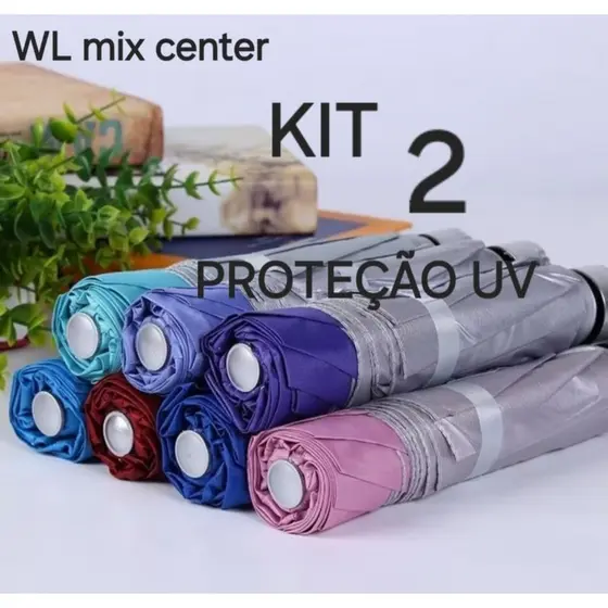 SOMBRINHA GUARDA CHUVA DUPLA FACE CORES PROTEÇÃO CONTRA RAIOS UV CONTRA VENTO KIT 2
