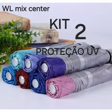 SOMBRINHA GUARDA CHUVA DUPLA FACE CORES PROTEÇÃO CONTRA RAIOS UV CONTRA VENTO KIT 2