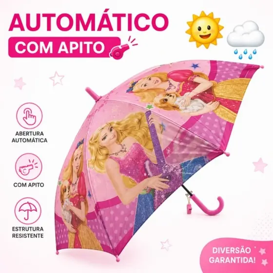SOMBRINHA GUARDA CHUVA INFANTIL MENINA AUTOMÁTICO COM APITO
