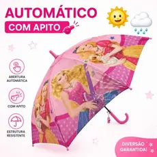 SOMBRINHA GUARDA CHUVA INFANTIL MENINA AUTOMÁTICO COM APITO