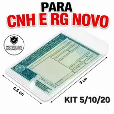 CAPINHA PLÁSTICA PROTETORA PARA DOCUMENTOS CNH E RG MODELO NOVO KIT 5/10/20
