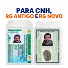 Kit 10/20 Capinha Para Documento RG CNH CPF Cartões Documentos Fotos Transparente Cristal