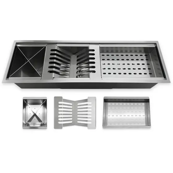 Calha Úmida Organizador Escorredor Gourmet Inox 60cm Completo Com Módulos