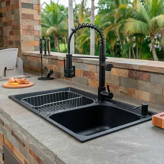Cuba Gourmet Inox 304 Preta 78x43 + Torneira Monocomando Black Kit Acessórios