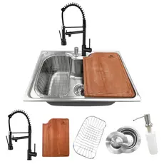 Cuba Cozinha Gourmet Inox 304 50x40 Completa Torneira Gourmet Tábua Teca Dosador