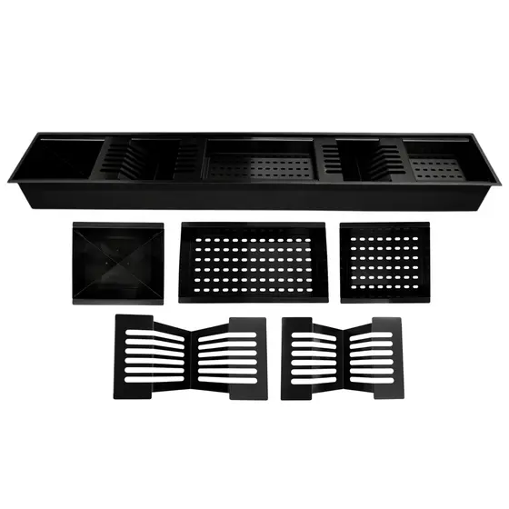 Calha Úmida Gourmet Canal Organizador Escorredor 120cm Preta