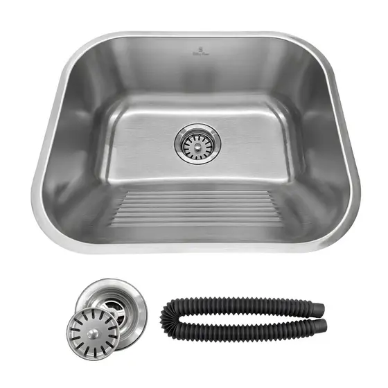 Tanque Para Lavanderia 40x34 de Aço Inoxidável Escovado Com Ralo