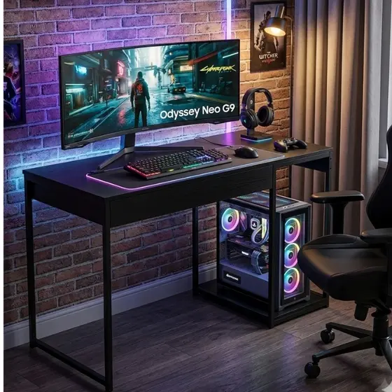 Escrivaninha Gamer Mesa Gamer Para Computador Home Office Com Suporte Para CPU E Prateleira Lateral - Gobi Brasil