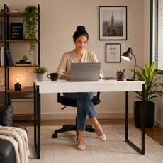 Mesa Escrivaninha Industrial 110x45x77 Mesa Home Office Escrivaninha Industrial Quarto Notebook