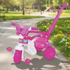 Triciclo Infantil Com Cesta Butterfly Motoca Cor Rosa Colorida Para Meninas - Magic Toys