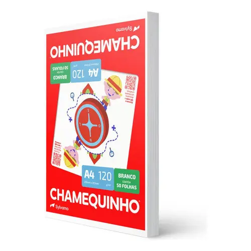 Papel Sulfite Branco Chamequinho 120g Para Desenhos E Colagens A4 210mm X 297mm 50 Folhas Criativas