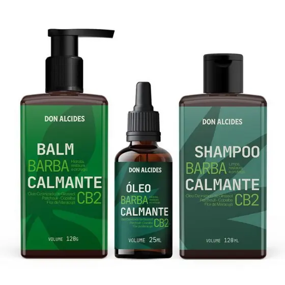 KIT SHAMPOO, BALM E ÓLEO OZONIZADO PARA BARBA DON ALCIDES CB2