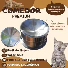 Comedouro Ergonômico Anti-Formiga Elevado Leve Para Gato Pet Alumínio Resistente Tigela 250ml Vasilha De Ração Premium