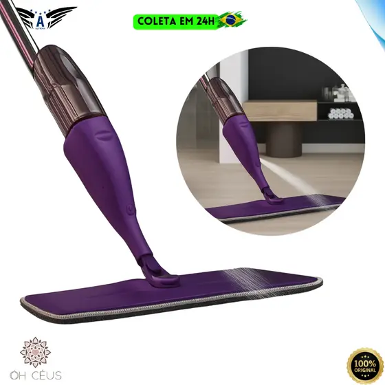 Mop Spray ÓH CÉUS Reservatório Gatilho Esfregão Refil Lavável Limpeza Pisos Madeira Porcelanato