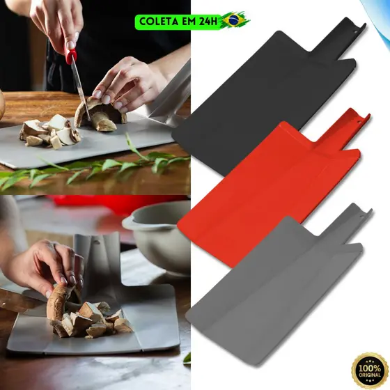 Tábua de Corte Dobravel Prática Resistente Inteligente Gourmet Cabo Ergônomico Sem Sujeira Cozinha